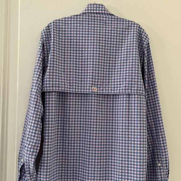 Vineyard Vines Harbor Shirt blue & pink check men’s small - Picture 7 of 10